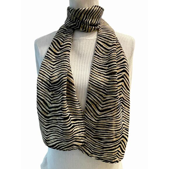 Animal Print Zebra Scarf Womens CDC Caren Desiree  Rectangular Oblong 9x64 - Picture 5 of 5